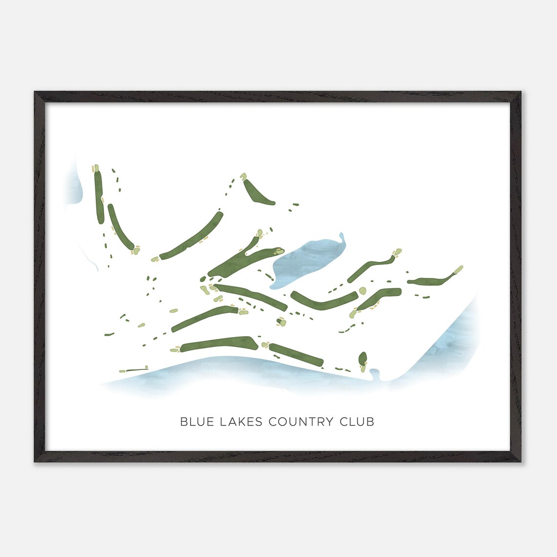 Blue Lakes Country Club Watercolor Fairway Map Lakeside Poster - Image 5