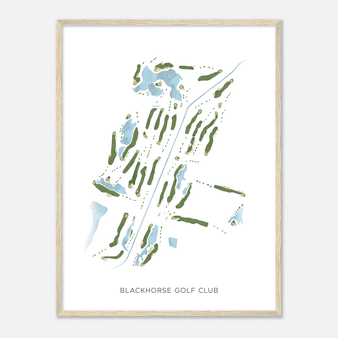 Blackhorse Golf Club Texas Modern Watercolor Course Map Poster