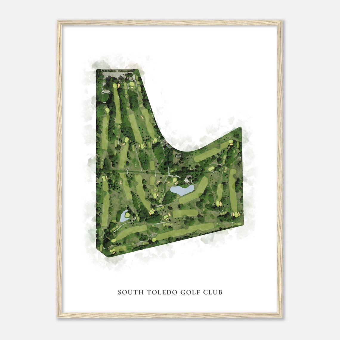 South Toledo Golf Club Classic Aerial Watercolor Course Map Poster - Image 2