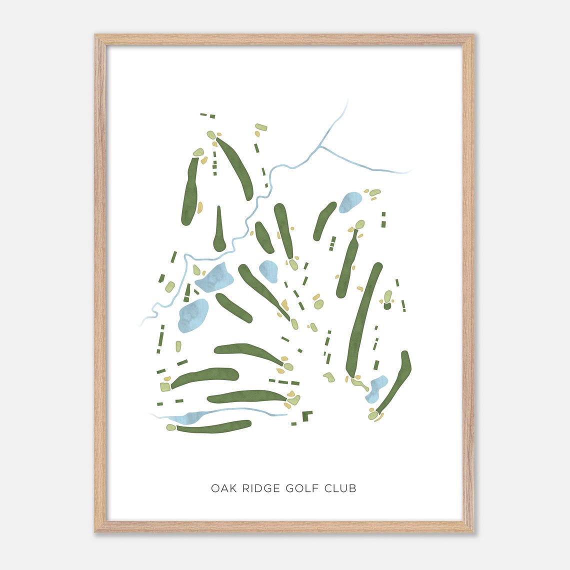 Oak Ridge Golf Club Minimalist Watercolor Creekside Map Poster - Image 6