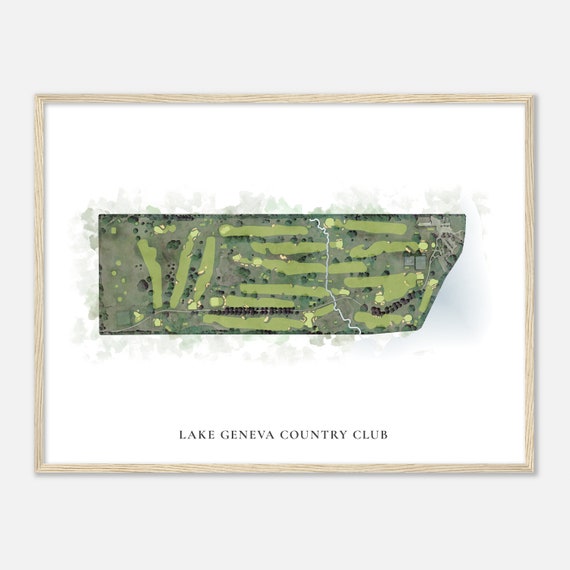 Lake Geneva Country Club Wisconsin Classic Watercolor Map Golfer Gift Golf Wall Art Golf Poster Print Course Layout