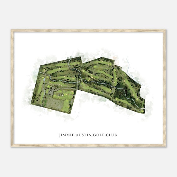 Jimmie Austin Golf Club Oklahoma Classic Watercolor Map Golfer Gift Golf Wall Art Golf Poster Print Course Layout