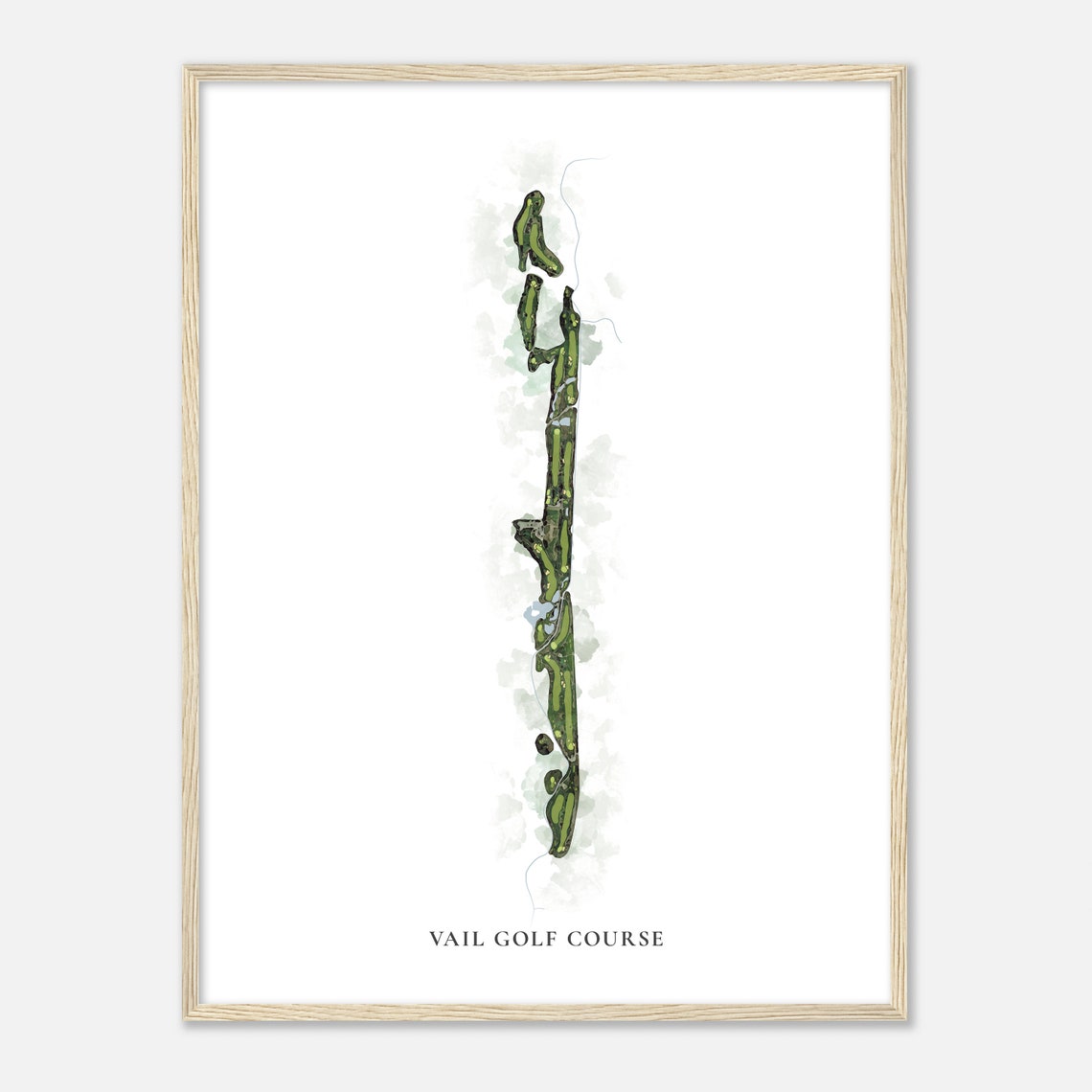 Vail Golf Course Classic Watercolor Aerial Layout Map Poster