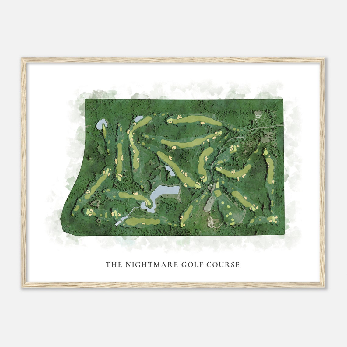 The Nightmare Golf Course Michigan Classic Watercolor Map Golfer Gift Golf Wall Art Golf Poster Print Course Layout