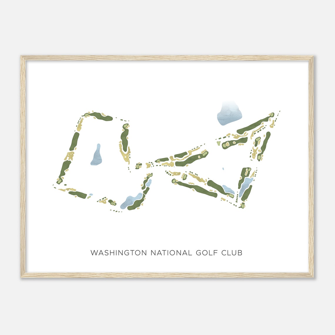 Washington National Golf Club Modern Watercolor Course Map Poster - Image 2