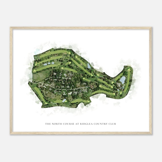 The North Course At Ridglea Country Club Classic Watercolor Golf Map Poster
