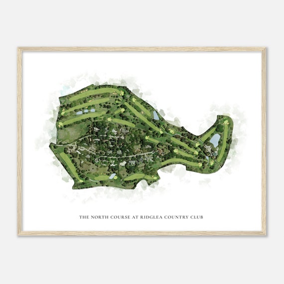 The North Course At Ridglea Country Club Texas Classic Watercolor Map Golfer Gift Golf Wall Art Golf Poster Print Course Layout