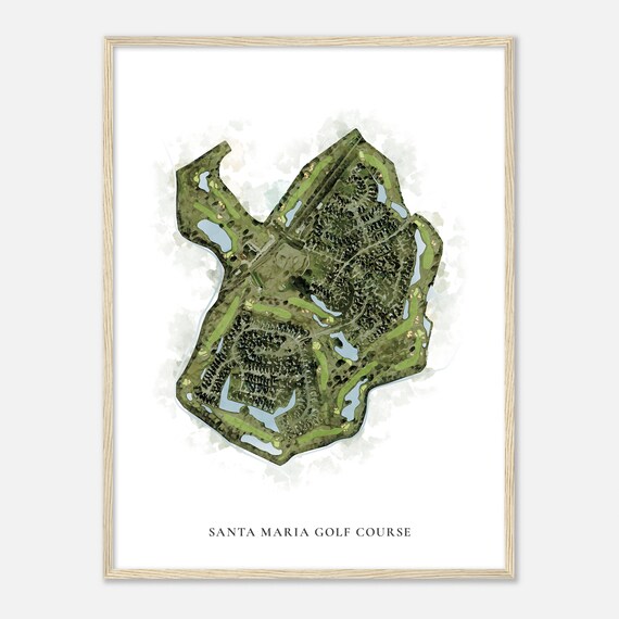 Santa Maria Golf Course Louisiana Classic Watercolor Map Poster