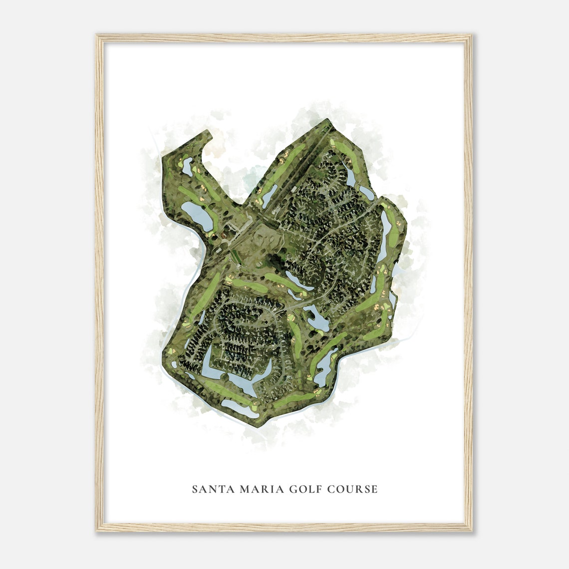 Santa Maria Golf Course Louisiana Classic Watercolor Map Poster