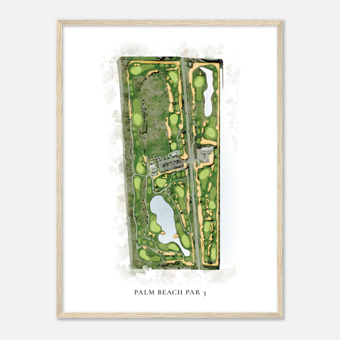 Palm Beach Par 3 Florida Classic Watercolor Golf Course Map Poster - Image 2
