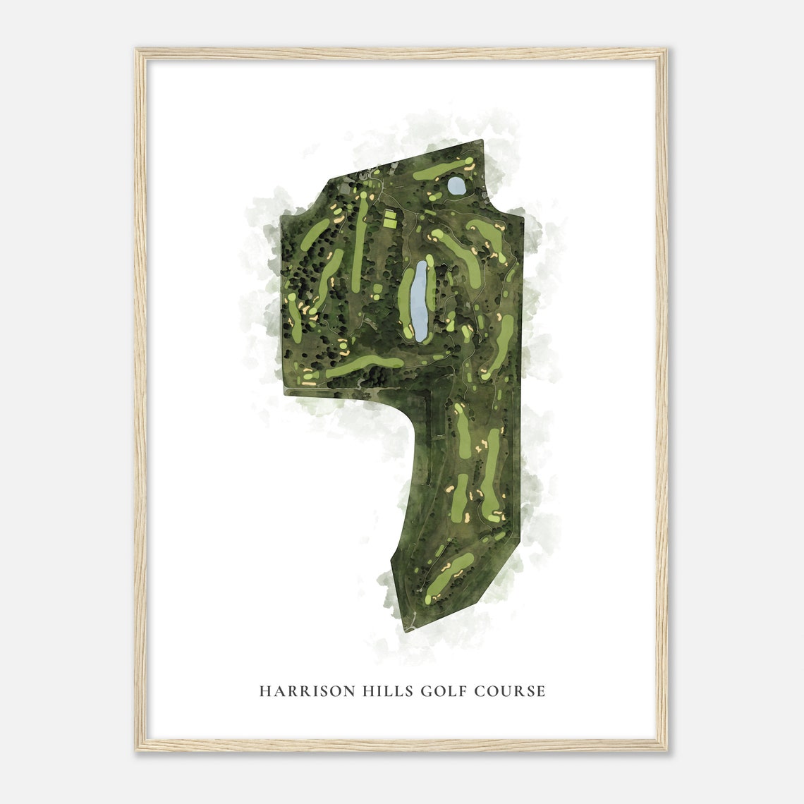 Harrison Hills Golf Course Classic Watercolor Aerial Map Poster - Image 2