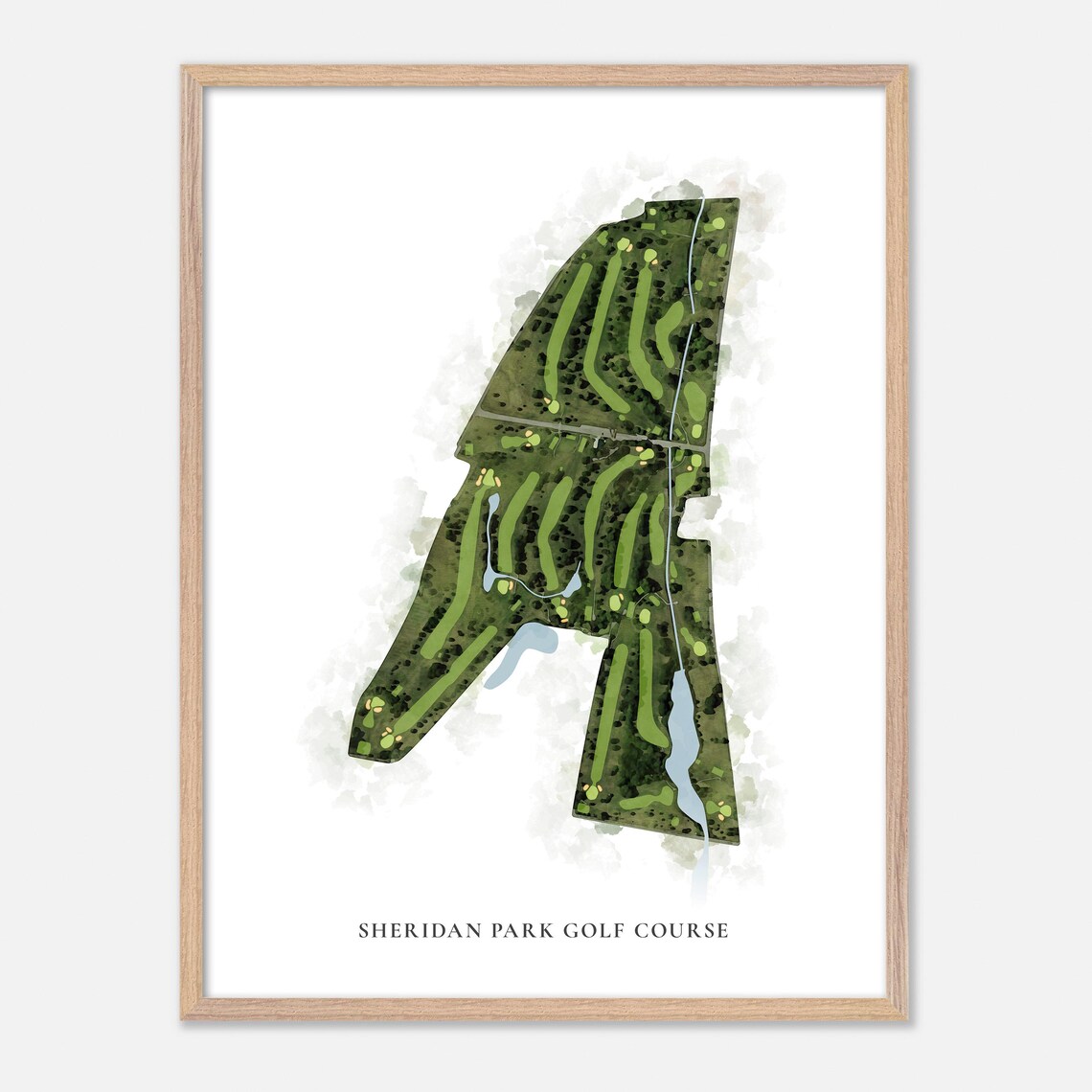 Sheridan Park Golf Course New York Aerial Watercolor Map Poster - Image 2