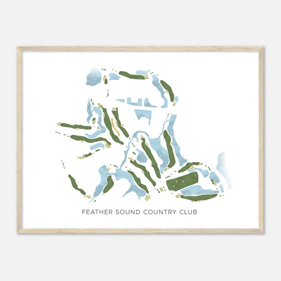 Feather Sound Country Club Florida Modern Watercolor Map Golfer Gift Golf Wall Art Golf Poster Print Course Layout