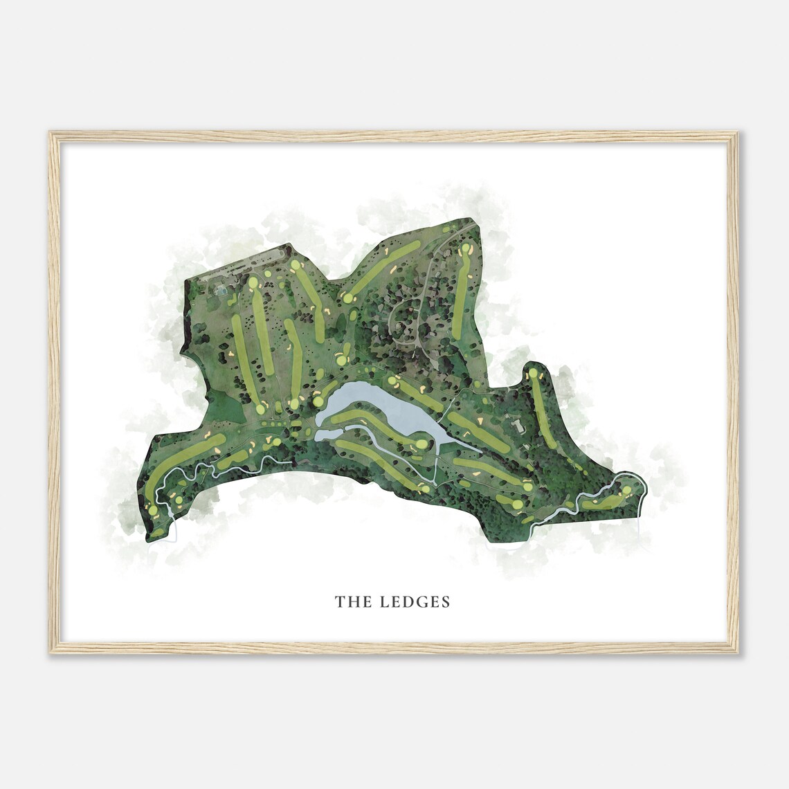 The Ledges Illinois Classic Watercolor Map Golfer Gift Sports Poster - Image 2