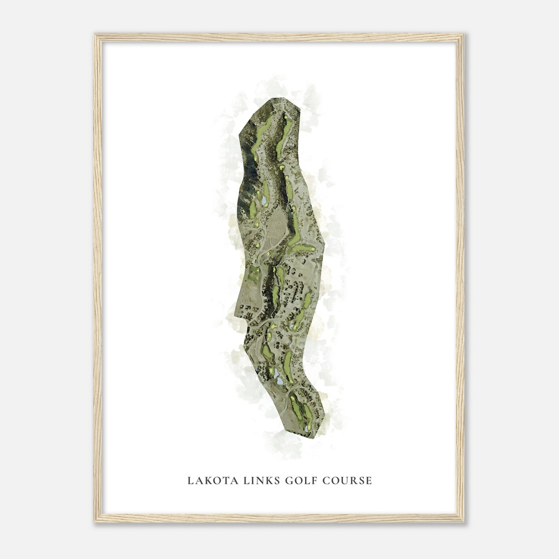 Lakota Links Golf Course Classic Watercolor Golf Course Map Poster - Image 2