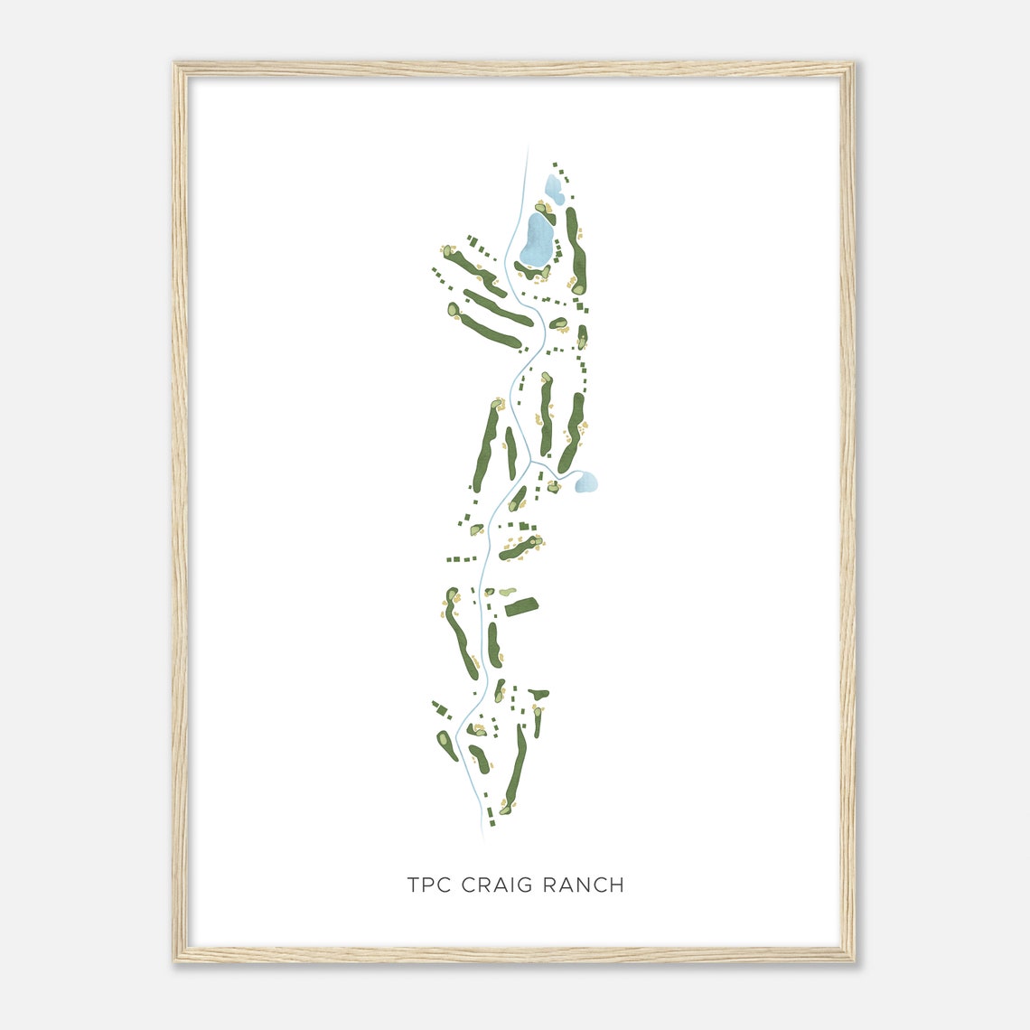 TPC Craig Ranch Texas Modern Watercolor Golf Course Map Poster