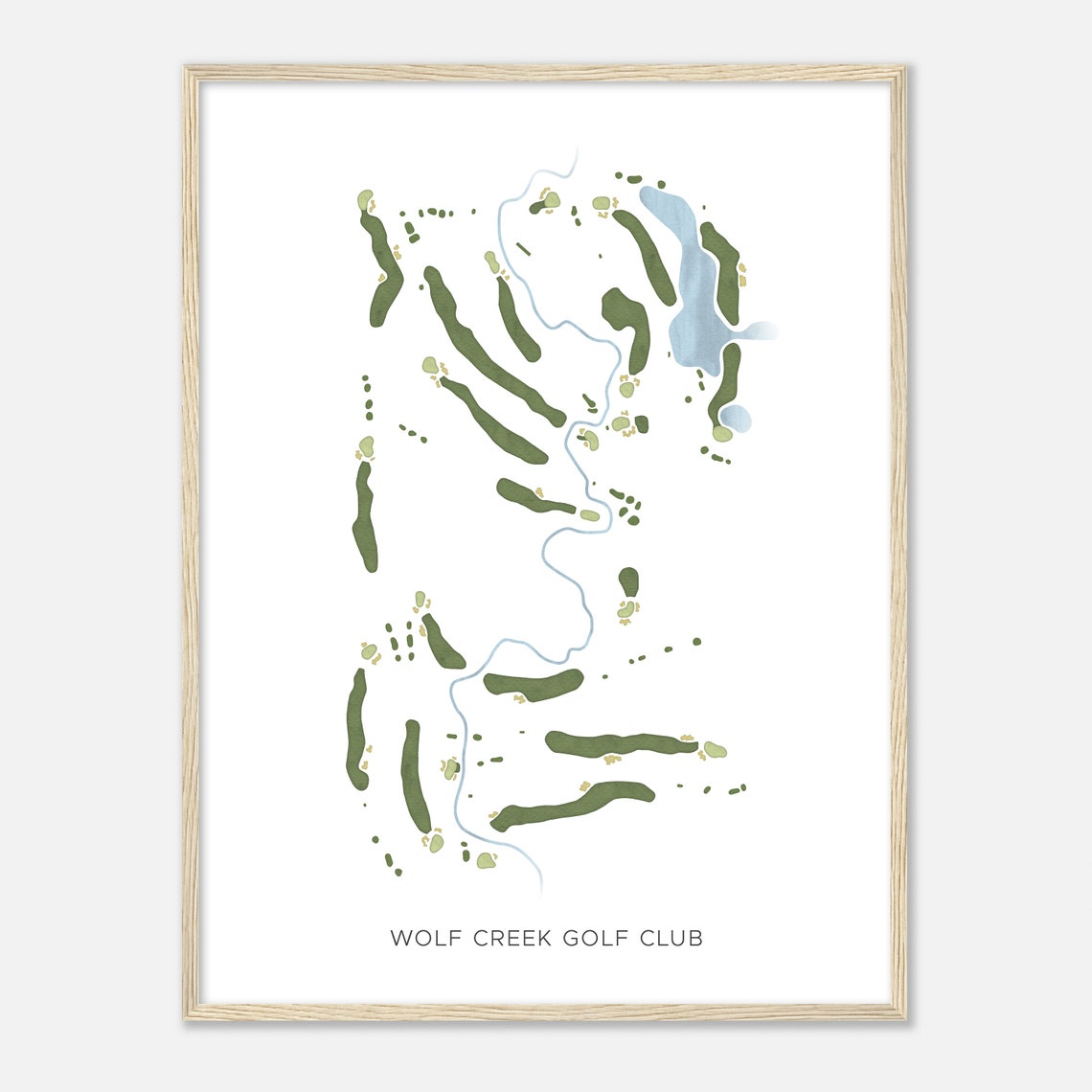 Wolf Creek Golf Club Kansas Minimalist Watercolor Map Poster