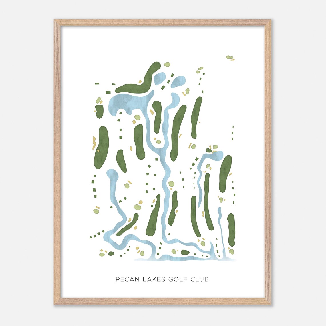 Pecan Lakes Golf Club Watercolor Riverside Fairway Map Poster - Image 6