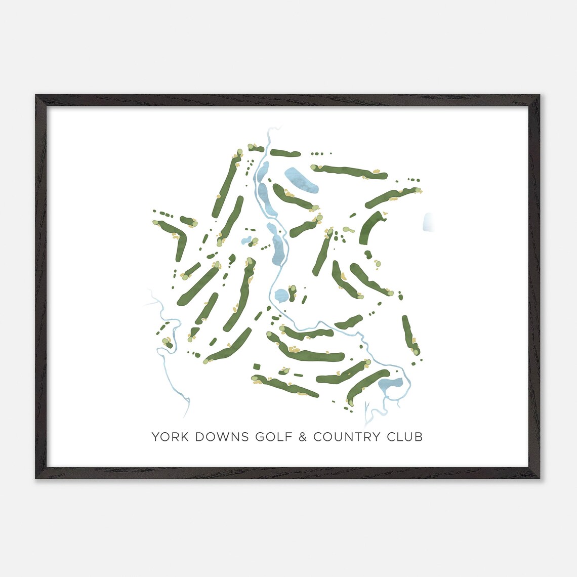 York Downs Golf & Country Club Modern Minimalist Watercolor Golf Map Poster - Image 4