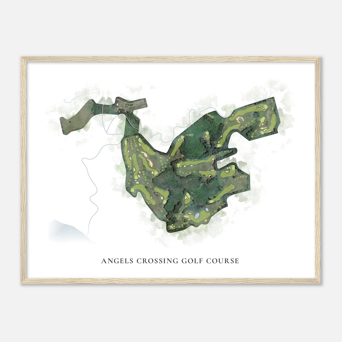 Angels Crossing Golf Course Michigan Classic Watercolor Map Golfer Gift Golf Wall Art Golf Poster Print Course Layout