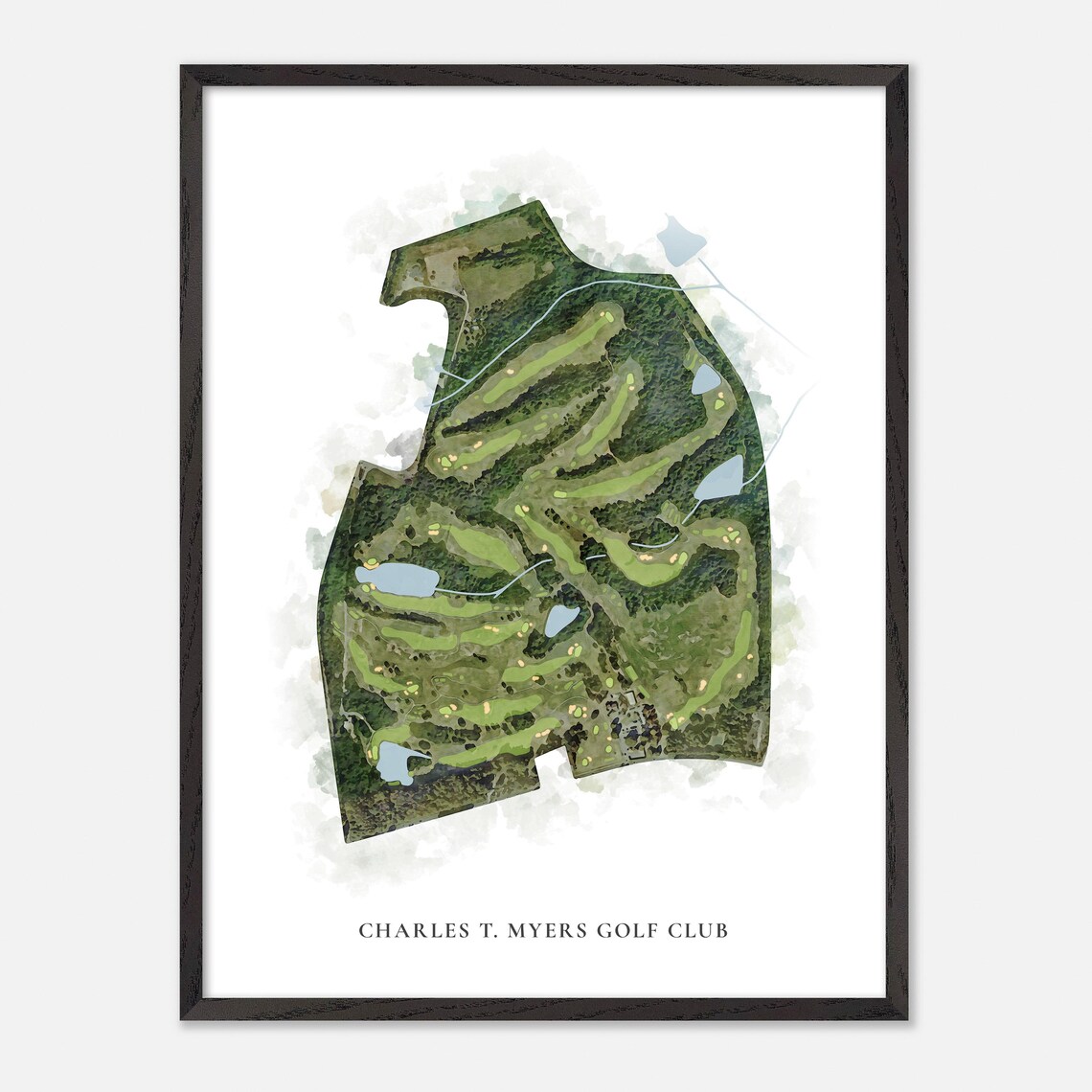 Charles T. Myers Golf Club Charlotte NC Classic Watercolor Poster - Image 3