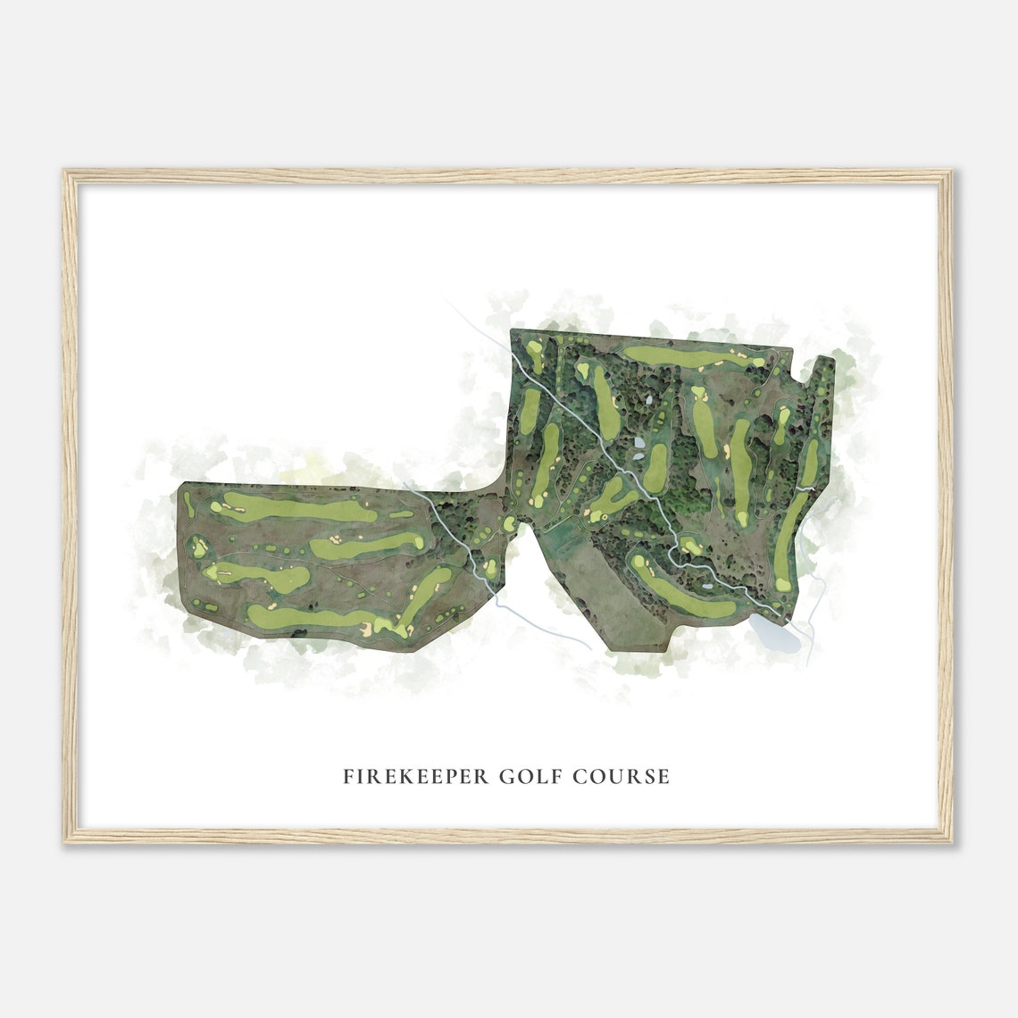 Firekeeper Golf Course Kansas Classic Watercolor Map Golfer Gift Golf Wall Art Golf Poster Print Course Layout - Image 2