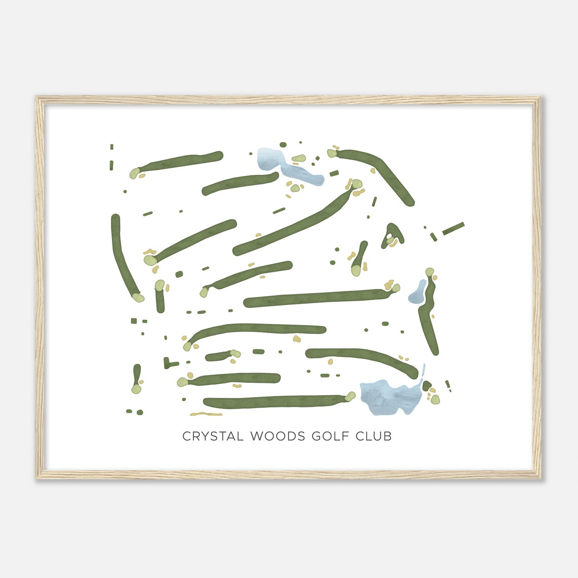 Crystal Woods Golf Club Modern Minimalist Golf Course Map Poster