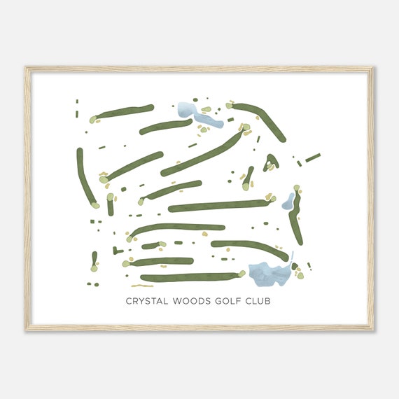 Crystal Woods Golf Club Illinois Modern Watercolor Map Golfer Gift Golf Wall Art Golf Poster Print Course Layout