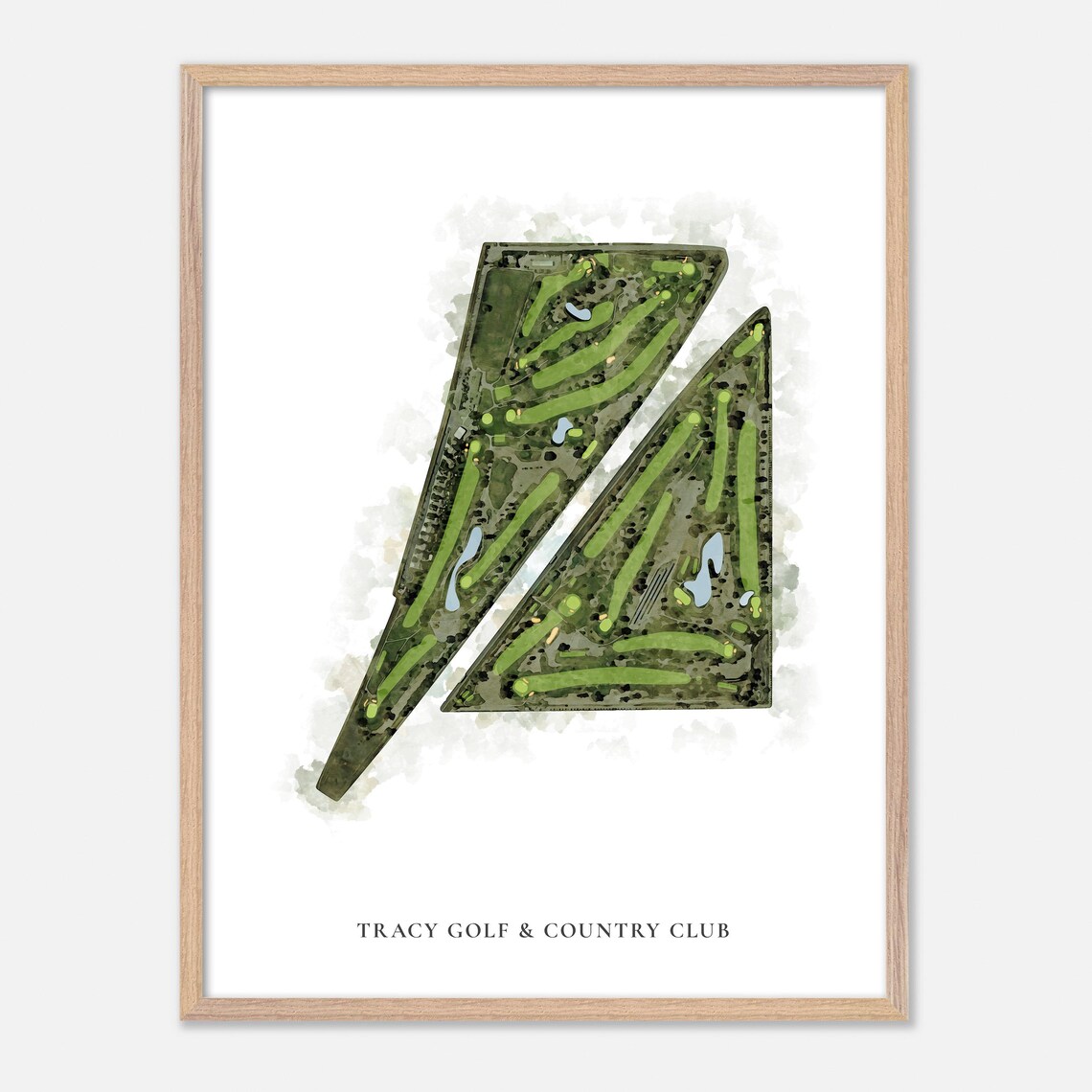 Tracy Golf and Country Club Classic Watercolor Course Map Poster - Image 6