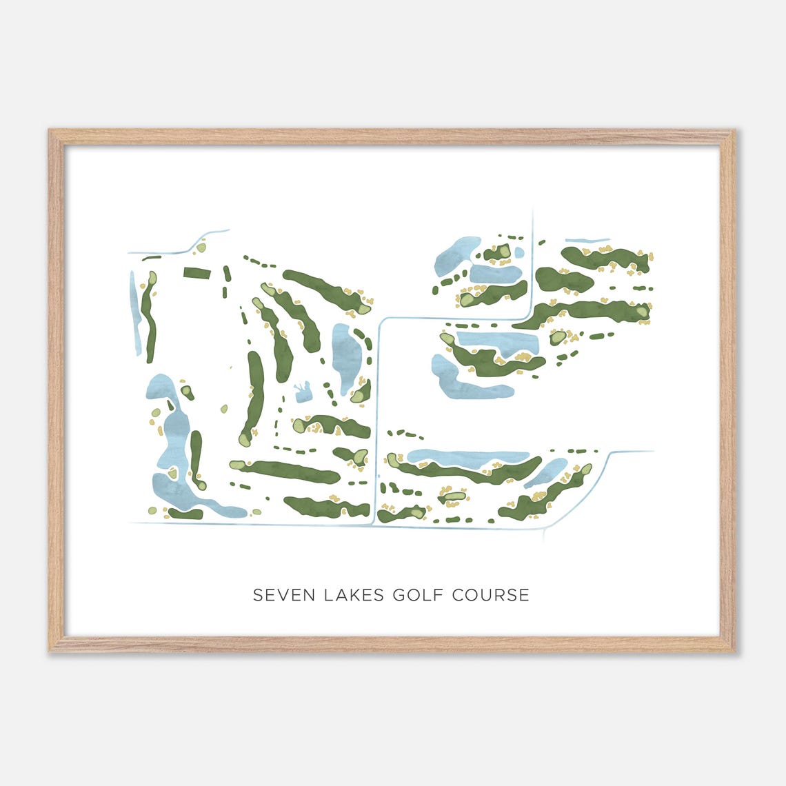 Seven Lakes Golf Course Canada Minimalist Watercolor Map Poster