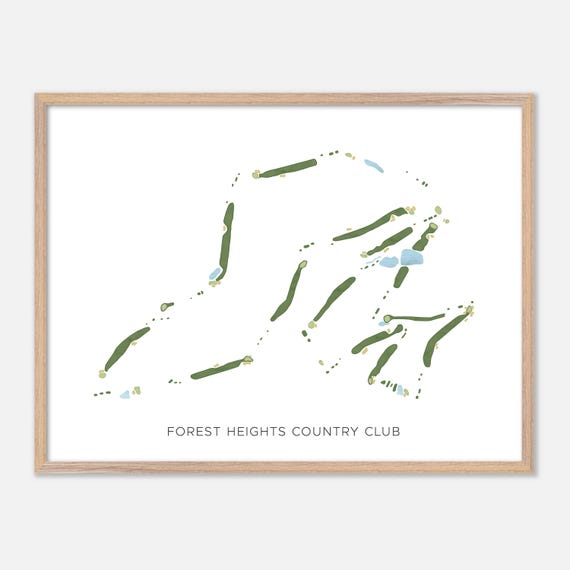 Forest Heights Country Club In Statesboro Georgia Modern Watercolor Map Golfer Gift Golf Wall Art Golf Poster Print