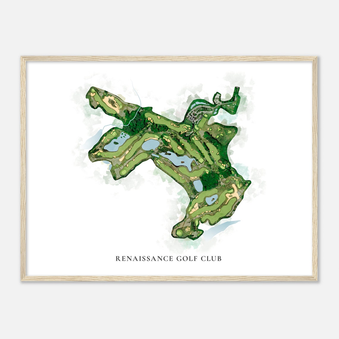 Renaissance Golf Club Classic Watercolor Aerial Course Map Poster - Image 2