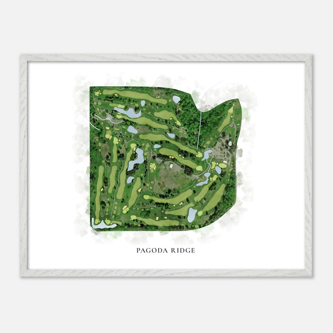 Pagoda Ridge Golf Course Classic Watercolor Course Layout Map Poster - Image 3