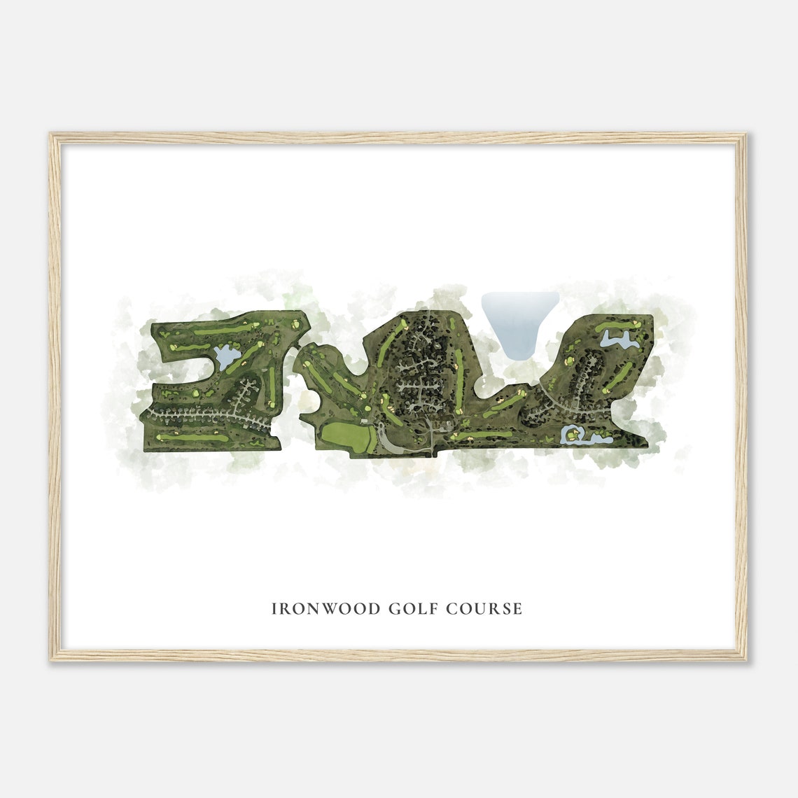 Ironwood Golf Course Illinois Classic Watercolor Map Golfer Gift Golf Wall Art Golf Poster Print Course Layout - Image 2
