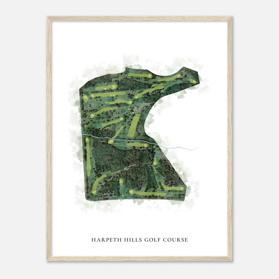 Harpeth Hills Golf Course Elegant Watercolor Aerial Course Map Art Poster - Image 2