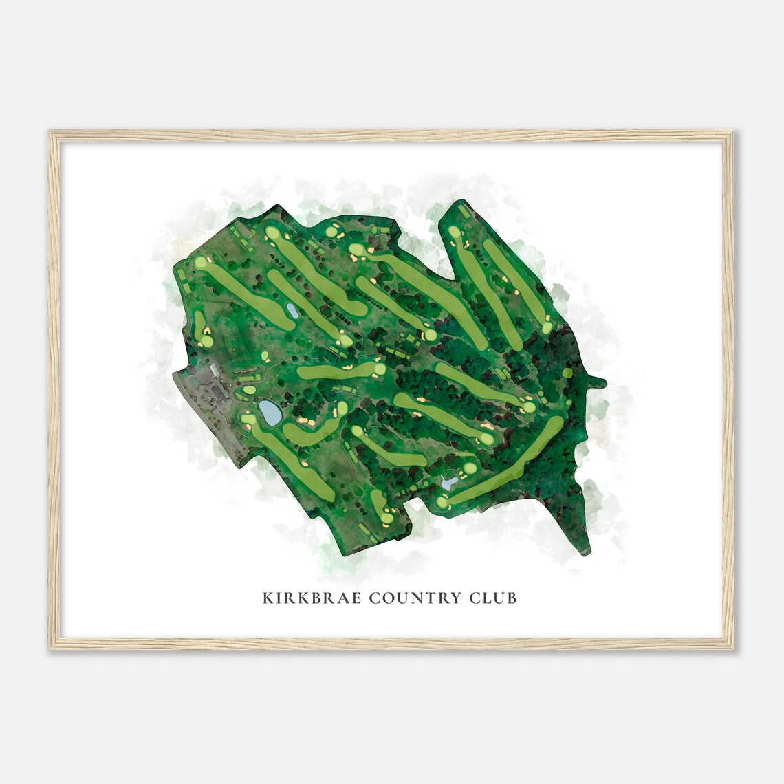 Kirkbrae Country Club Watercolor Aerial Golf Course Map Wall Art