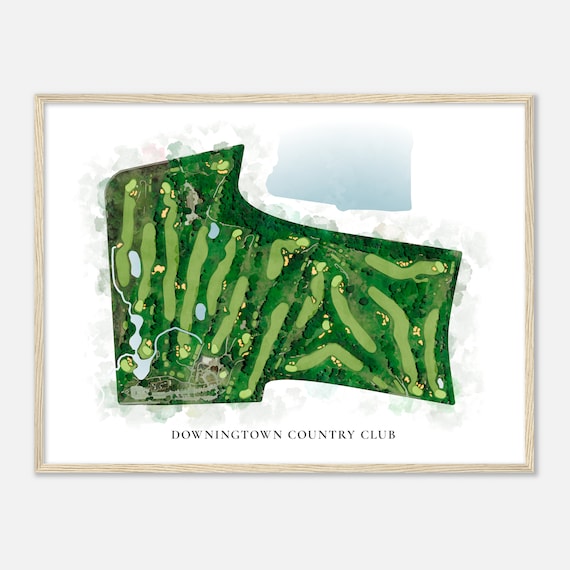 Downingtown Country Club Pennsylvania Classic Watercolor Map Golfer Gift Golf Wall Art Golf Poster Print Course Layout