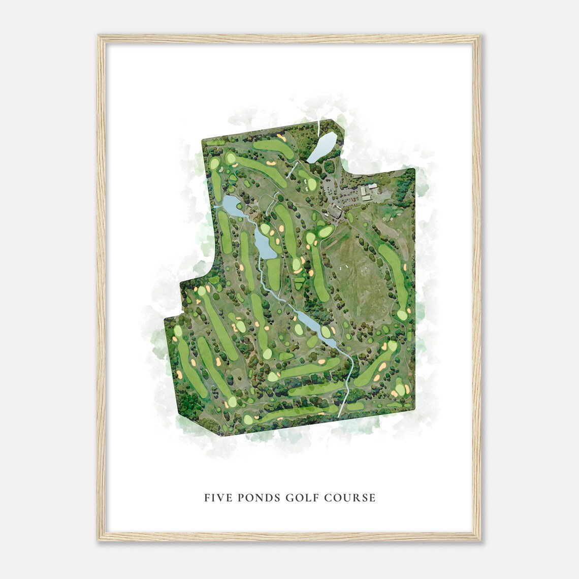 Five Ponds Golf Course Pennsylvania Classic Watercolor Map Golfer Gift Golf Wall Art Golf Poster Print Course Layout