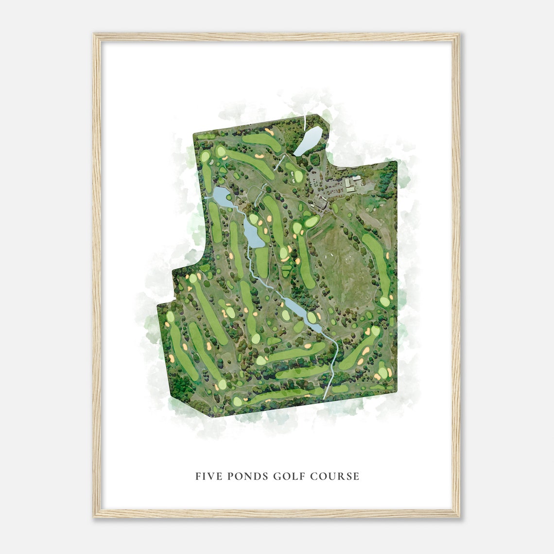 Five Ponds Golf Course Pennsylvania Classic Watercolor Map Poster