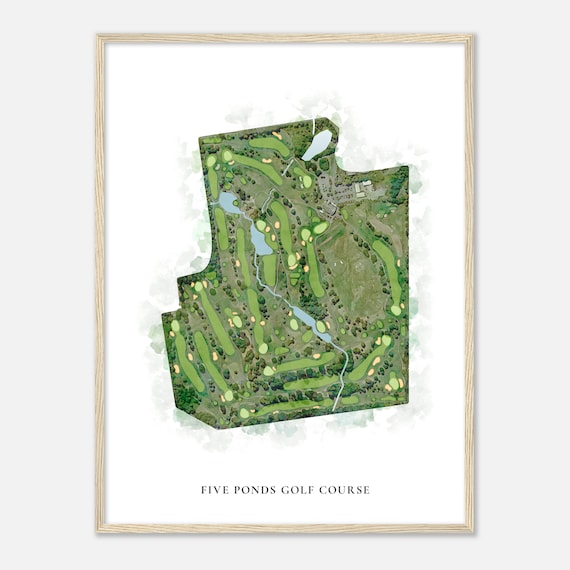 Five Ponds Golf Course Pennsylvania Classic Watercolor Map Golfer Gift Golf Wall Art Golf Poster Print Course Layout