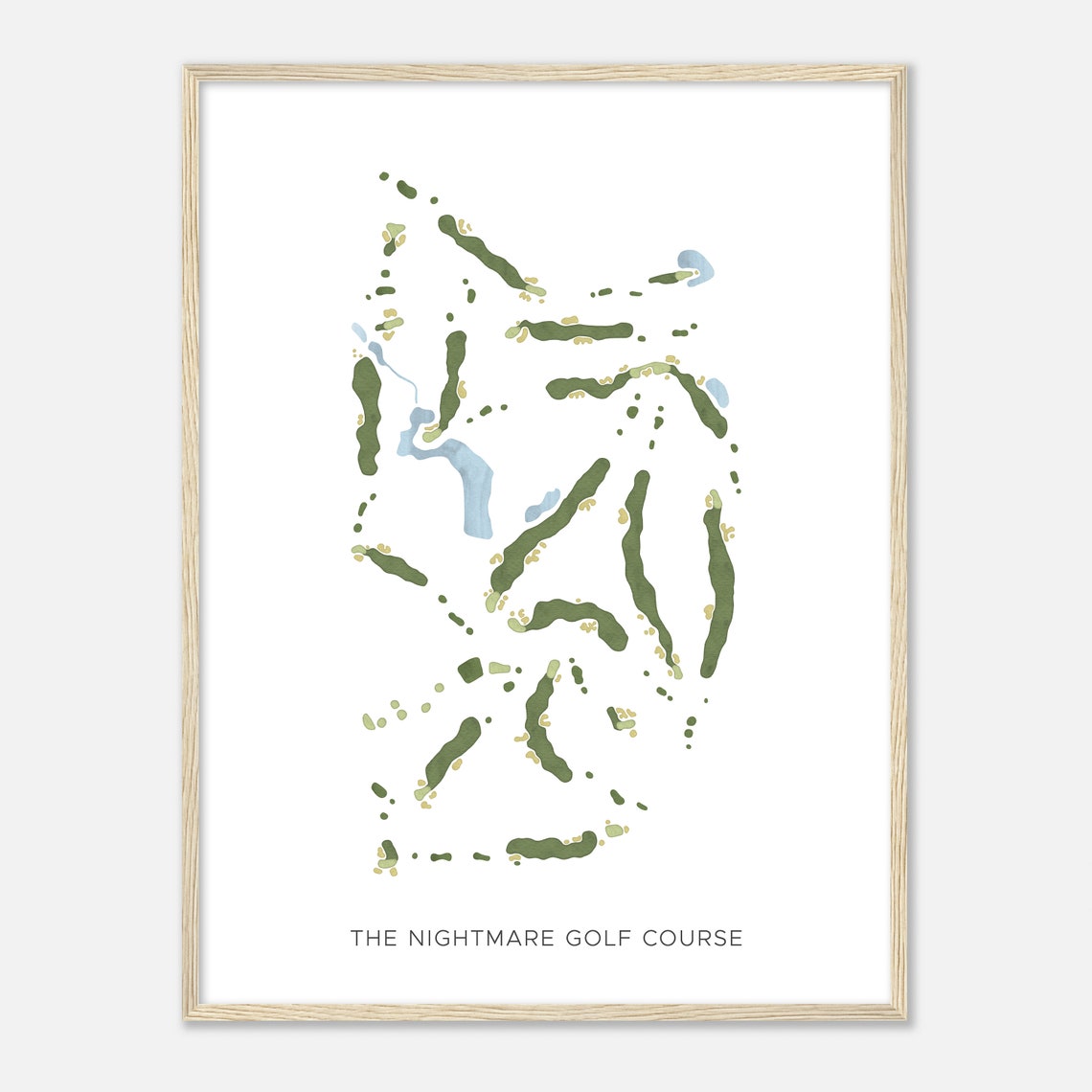 The Nightmare Golf Course Michigan Modern Watercolor Map Poster - Image 2