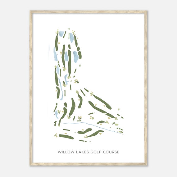 Willow Lakes Golf Course Nebraska Modern Watercolor Map Golfer Gift Golf Wall Art Golf Poster Print Course Layout