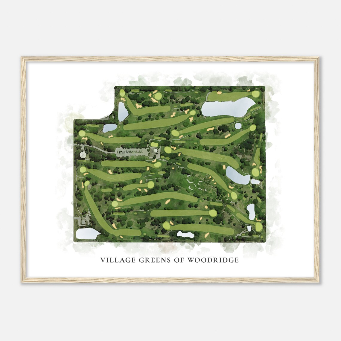 Village Greens Of Woodridge Classic Aerial Watercolor Map Poster - Image 2