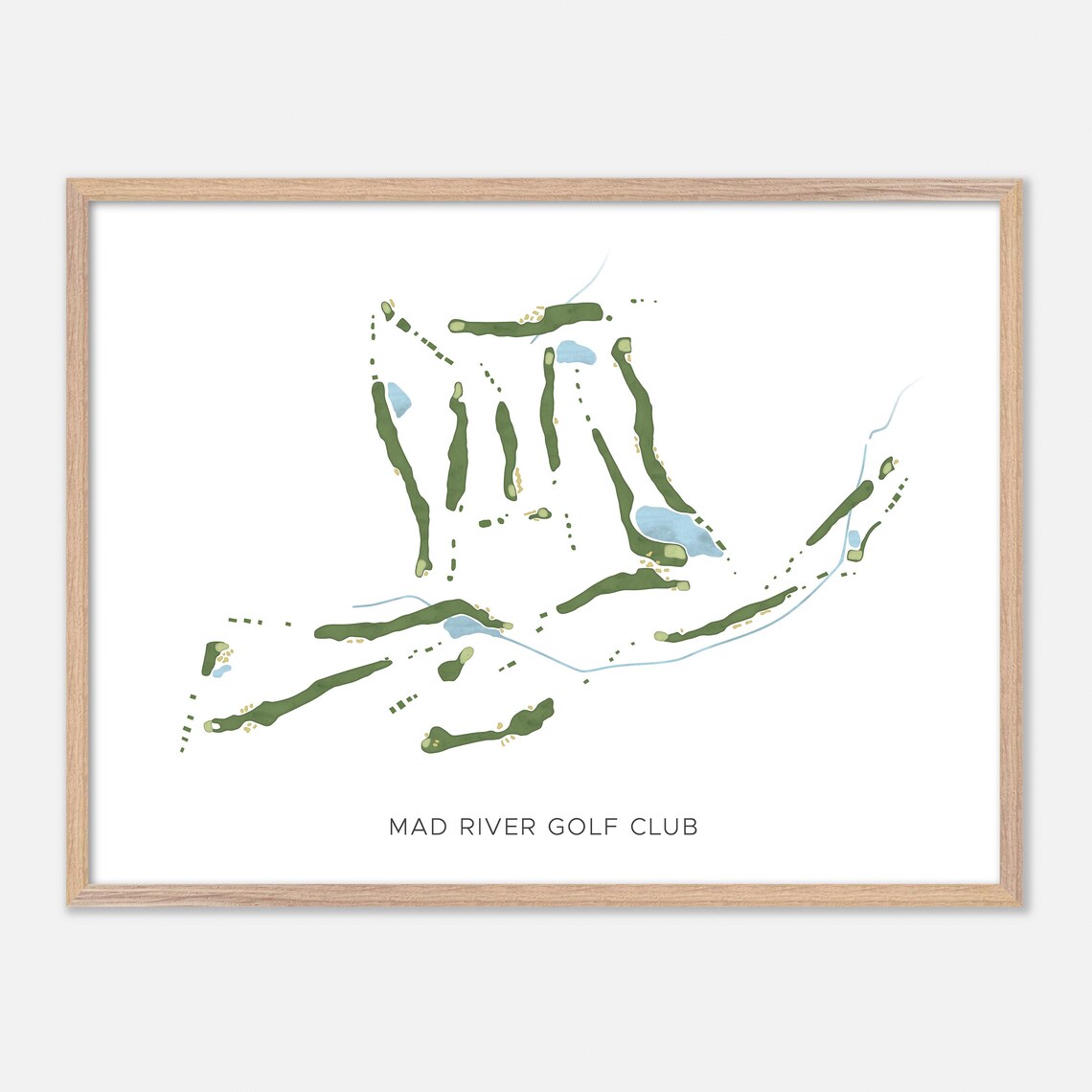 Mad River Golf Club Creemore Modern Minimalist Watercolor Map Poster
