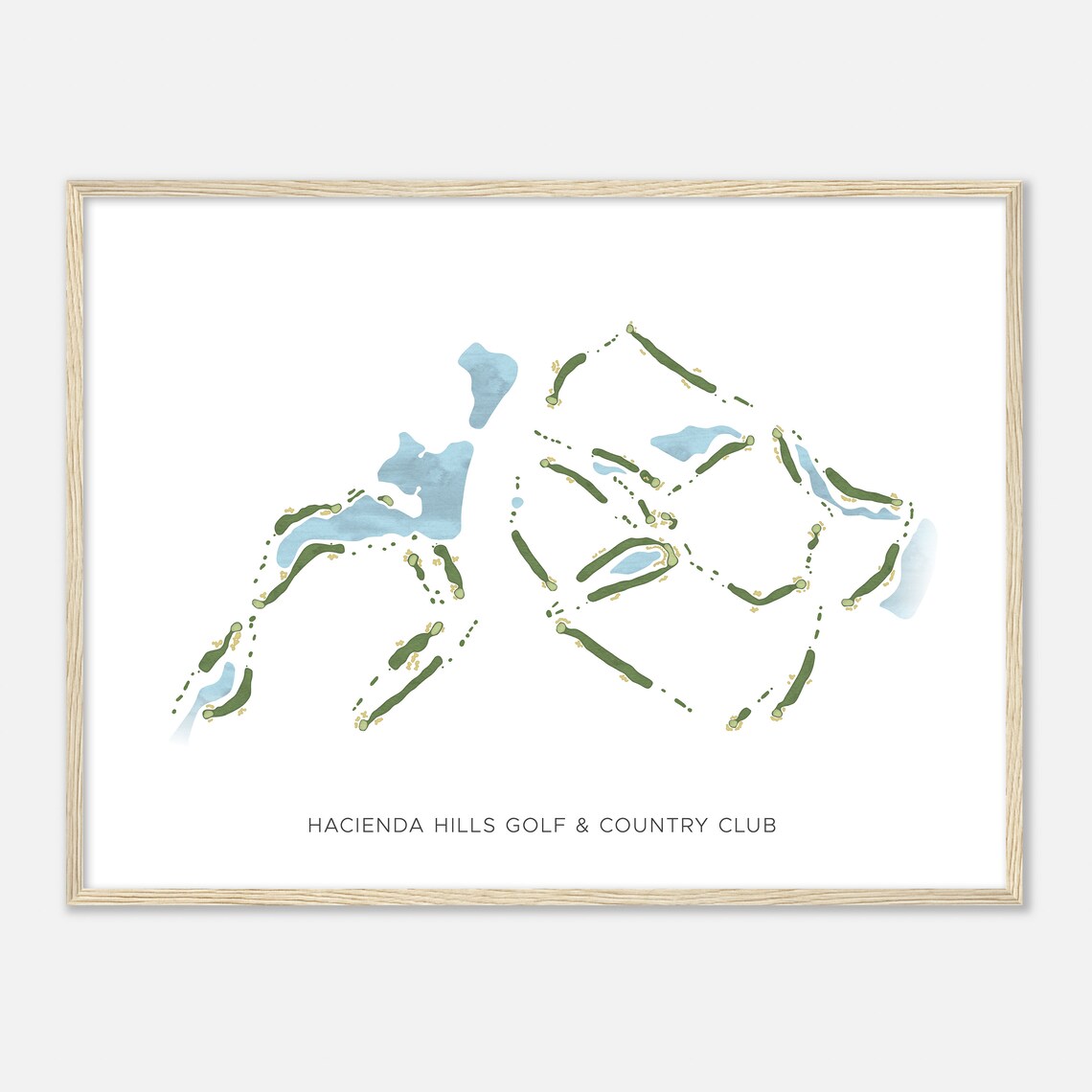 Hacienda Hills Golf & Country Club Modern Watercolor Course Map Poster - Image 2