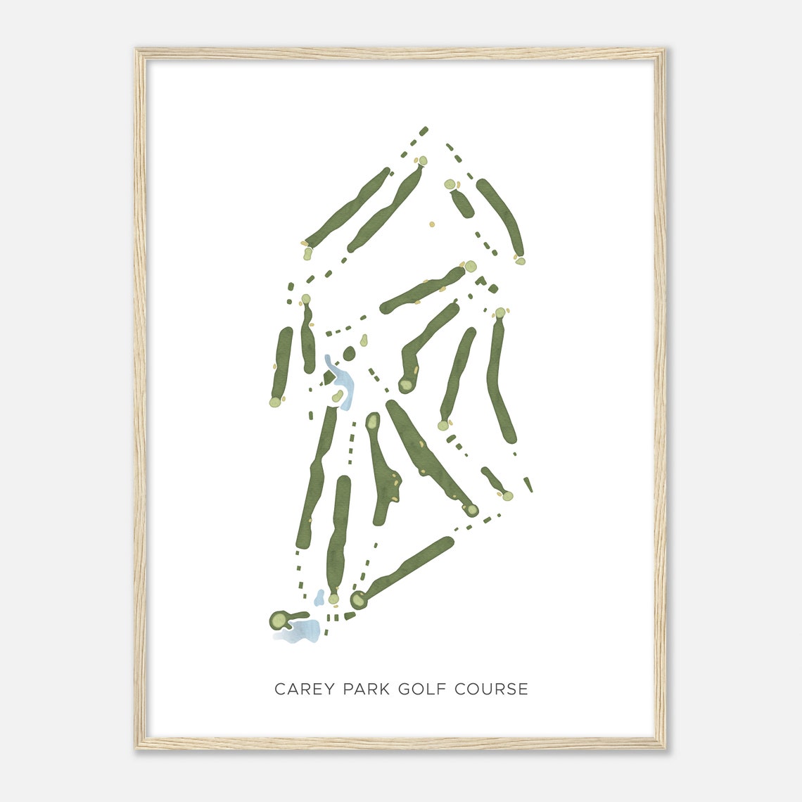 Carey Park Golf Course Kansas Modern Watercolor Course Map Poster