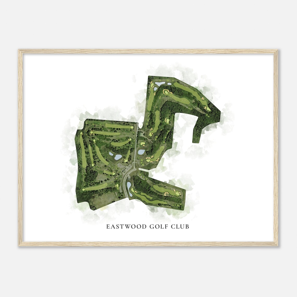 Eastwood Golf Club Classic Aerial Watercolor Golf Course Map Poster - Image 2