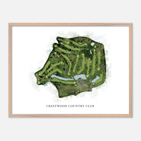 Crestwood Country Club In Rehoboth Massachusetts Classic Watercolor Map Golfer Gift Golf Wall Art Golf Poster Print Course Layout