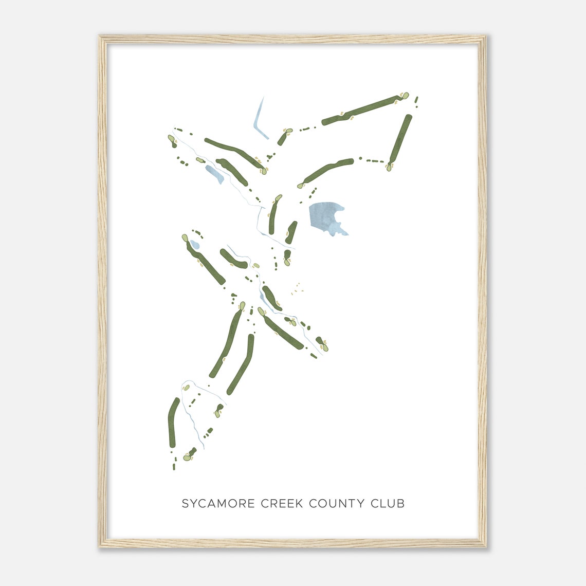 Sycamore Creek County Club Minimalist Golf Watercolor Map Poster