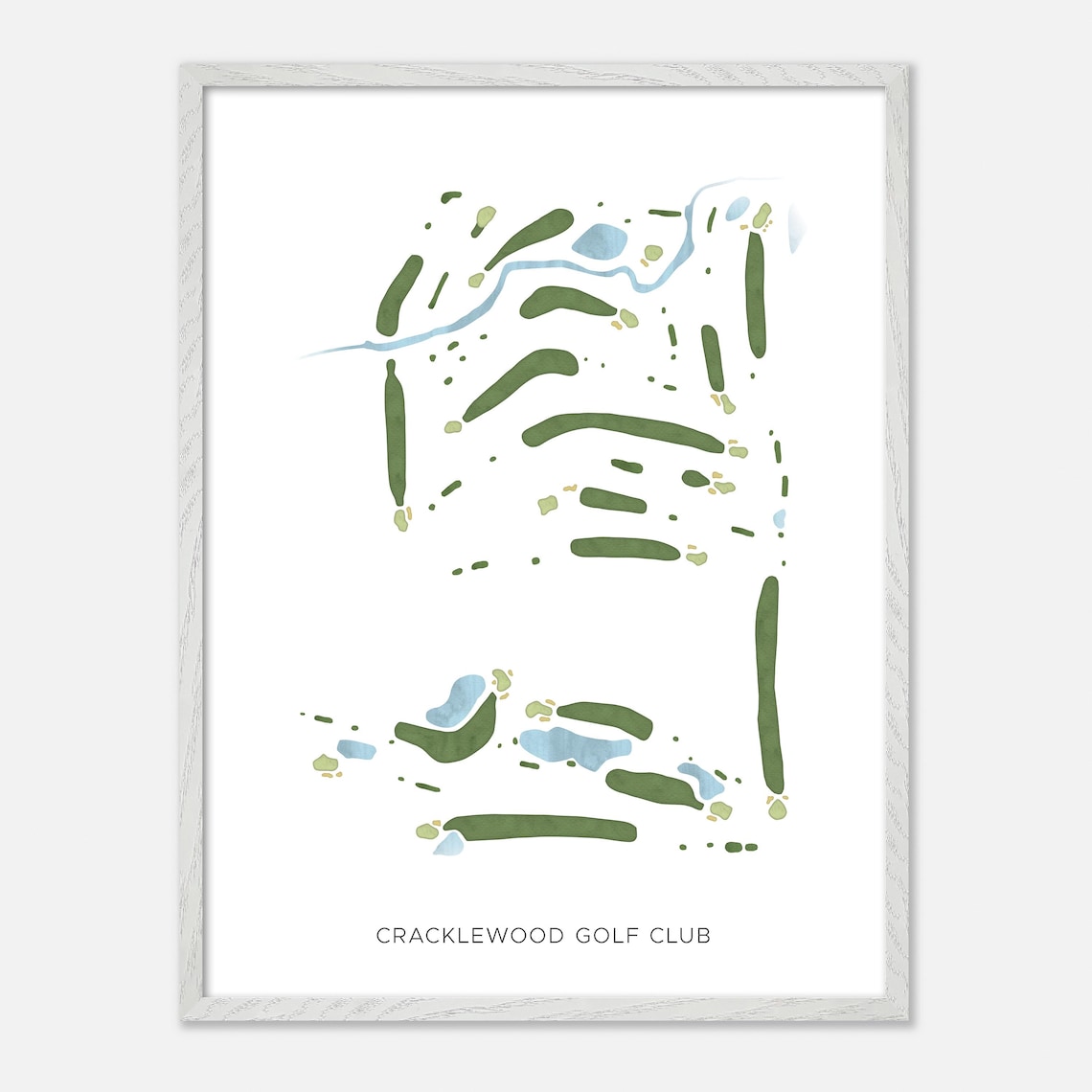 Cracklewood Golf Club Macomb Michigan Modern Watercolor Map Poster - Image 2